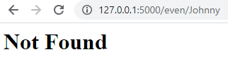 Johnny is not a number and the URL rule is not found