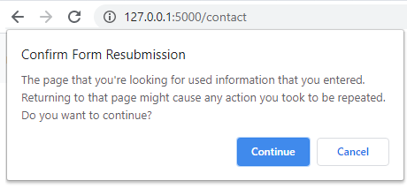 The browser tries to send the form again