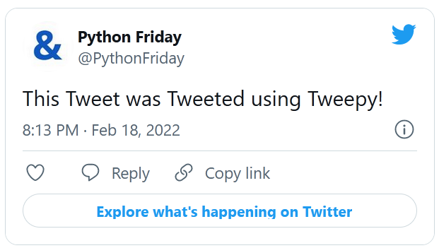 Your first Tweet send by Tweepy