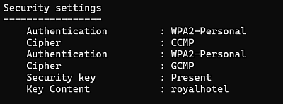 The key is now visible in netsh