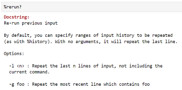 The docstring for %rerun