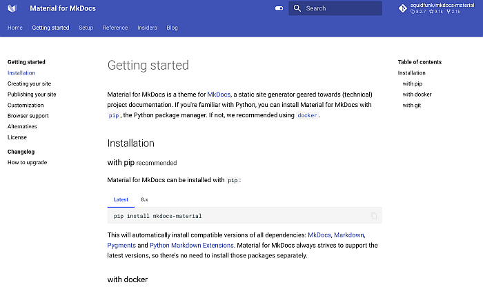 Material for MkDocs default theme