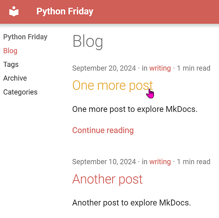 The blog now has a red top header.