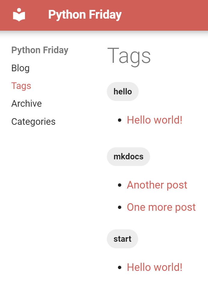 We now see our posts categorised by their tags.