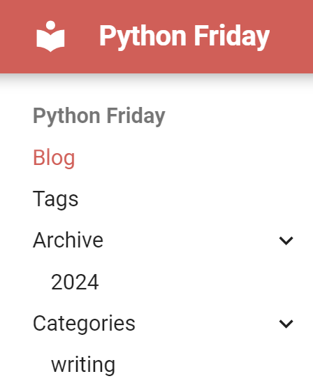 The categories section is expanded, and we can see our category writing.